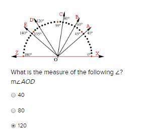 What is the measure for the following ∠?  m∠eod 20 120 140
