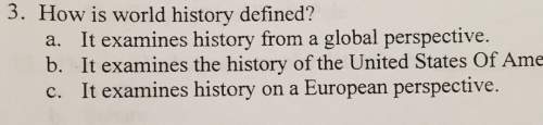 3. how is world history defined? a. it examines history from a global perspective.b. it examines the
