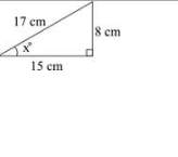 Look at the triangle. what is the value of cos x°?  a. 8 ÷ 17 b. 17 ÷ 8 c. 1