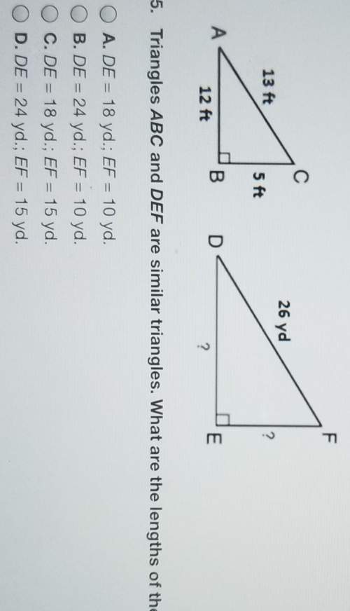 Triangles abc and def are similar triangles. what are the length of the unknown sides