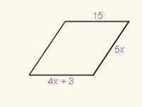 Ineed an answer asap! what is the value of x if the quadrilateral is a rhombus? &lt;
