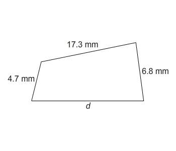 Find the value of the unknown side length for the given perimeter p. p = 44 mm a. 15.1 mm b. 15.2 mm
