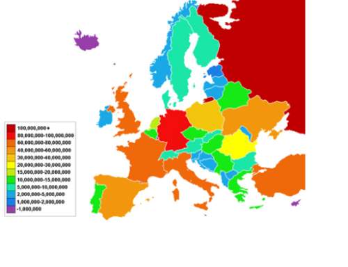 Which of the following conclusions can be drawn from this map?  a. most people in europe live