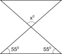 Find the measure of angle x in the figure below:  65° 70° 110° 125°
