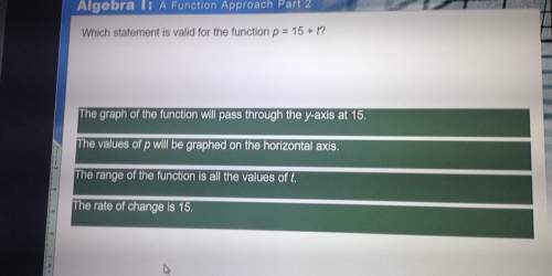 Algebra a function approach part 2which statement is valid for the function p 15 t? the graph of the