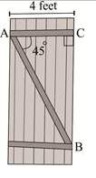 The picture shows a barn door. a barn door has two parallel bars, each of length 4 feet.