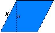 If x = 7 units and h = 5 units, then what is the area of the rhombus pictured above?  28 squar