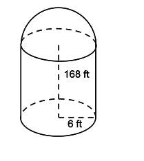 "a grain silo is shown below. what is the volume of grain that could complet