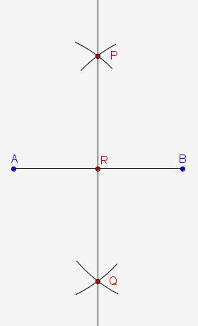 Pq←→ is constructed by making arcs centered at a and b without changing the compass width. which equ