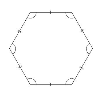 Which statement describes a hexagon. a.the polygon is equilateral but not equiangular.