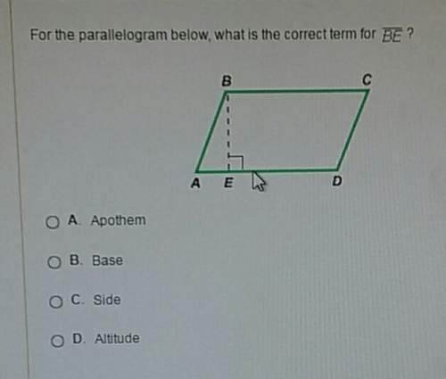 For the parallelogram below, what is the correct term for be? a. apothemb. base