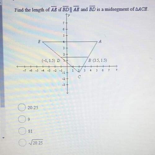Find the length of ae if bd ae and bd is a midsegment of ace