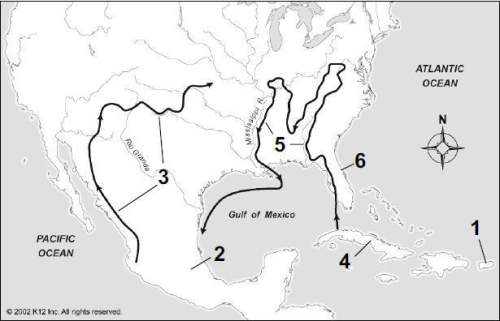 Which number correctly labels hernando de soto’s route of exploration?  a.1