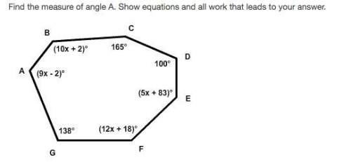 Find the measure of angle a. show equations and all work that leads to your answer.