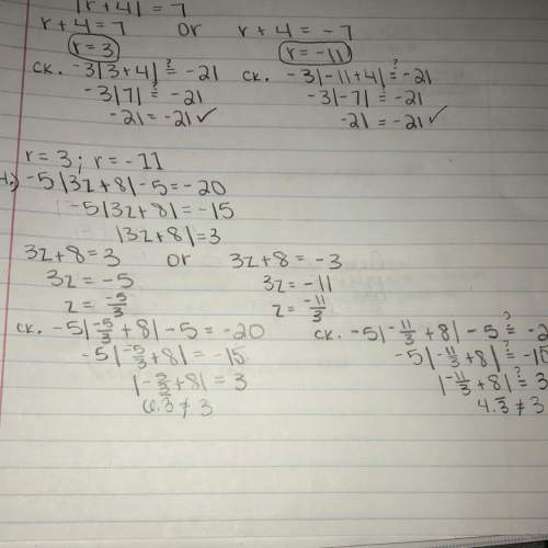 #34. equations with absolute value; check my work/explain what i did wrong? i got that neither of