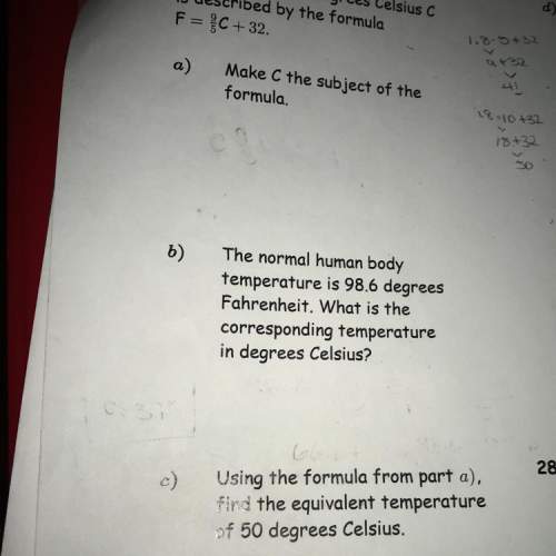 The relation between degrees fahrenheit f and degrees celsius c is described by the formula f= 9/5c+