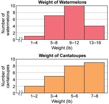 solve using the histograms.  how many watermelons weigh more than any of the cant