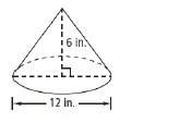 Geo  2. what is the volume of the cone, rounded to the nearest cubic inch? (1 point) 72 in.³