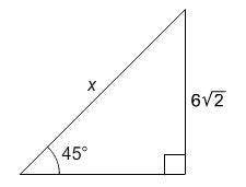 What is the value of x?  a. 6 b. 6 square root of 2 c. 12 d. 12 square