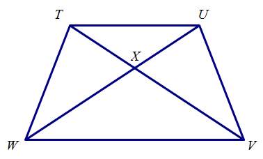 If tuvw is an isosceles trapezoid with tu parallel to wv, name a pair of similar triangles. explain.
