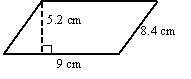 Find the area of the parallelogram. 23.4 cm 2 34.8 cm 2 46.8 cm
