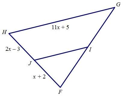 Best answer gets brainliest and 5 star ratingif line ji is a midsegment of triangle fgh, find