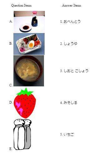 Match the following pictures to their correct japanese spelling.