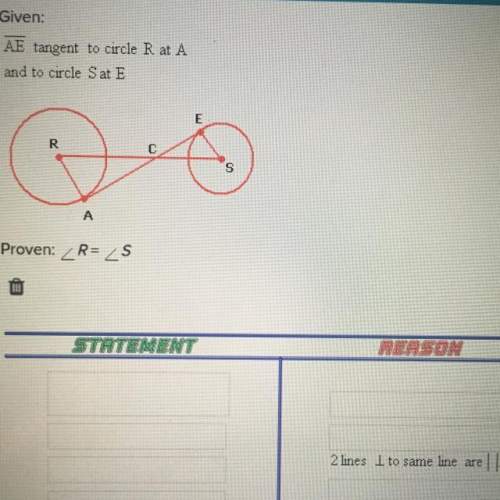 Given: ae tangent to circle r at a and to circle s at e