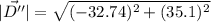 |\vec{D''}|=\sqrt{(-32.74)^2+(35.1)^2}