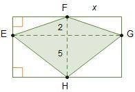 Kite EFGH is inscribed in a rectangle where F and H are midpoints of parallel sides. The area of EFG