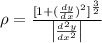 \rho=\frac{[1+(\frac{dy}{dx})^2]^{\frac{3}{2}}}{\left | \frac{d^2y}{dx^2}  \right |}