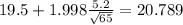 19.5+1.998\frac{5.2}{\sqrt{65}}=20.789