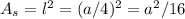 A_s=l^2=(a/4)^2=a^2/16