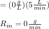 =(0\frac{g}{L})( 5\frac{L}{min})\\\\R_{in}=0\frac{g}{min}