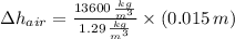 \Delta h_{air} = \frac{13600\,\frac{kg}{m^{3}} }{1.29\,\frac{kg}{m^{3}} }\times (0.015\,m)