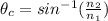 \theta_c=sin^{-1}(\frac{n_2}{n_1})