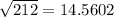 \sqrt{212} =14.5602