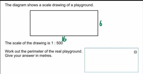 this diagram shows a scale drawing of a playground the scale is ___ 1:500 work out the perimeter of