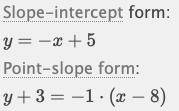 Write an equation in point-slope form for the line through the given point with

the glven slope.
(8