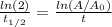 \frac{ln(2)}{t_{1/2}}=\frac{ln(A/A_{0})}{t}