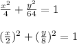 \frac{x^2}{4}+\frac{y^2}{64}=1\\\\(\frac{x}{2})^2+(\frac{y}{8})^2=1