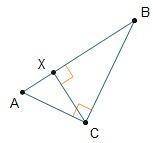 Line segment C X is an altitude in triangle ABC. Triangle A B C is shown. Angle A C B is a right ang