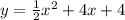 y=\frac{1}{2}x^2+4x+4