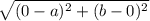 \sqrt{(0-a)^2+(b-0)^2}