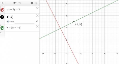 Find the equation of a line perpendicular to 4x+2y=3 that contains the point (1,5)