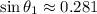 \sin \theta_{1} \approx 0.281