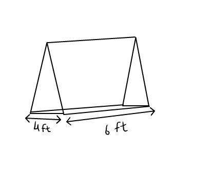Syrus is buying a tent with the dimensions shown below. The volume inside the tent is 36 feet^3 cube