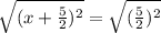 \sqrt{(x+\frac{5}{2})^{2}} =\sqrt{(\frac{5}{2})^{2}}\\\\