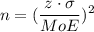 $ n = (\frac{z \cdot \sigma }{MoE})^{2}  $