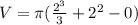 V=\pi (\frac{2^{3}}{3}+2^{2} - 0)